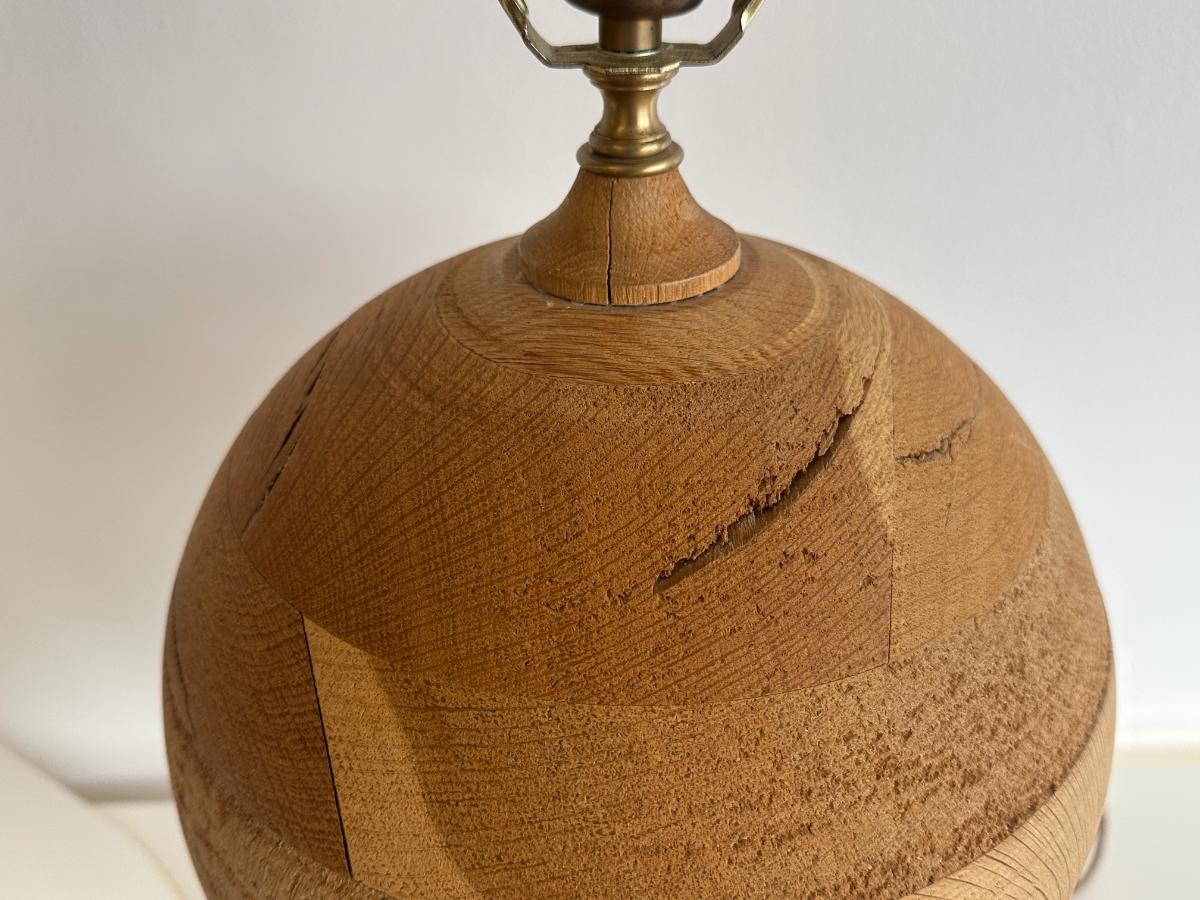 Turned Wood Globe Table Lamp