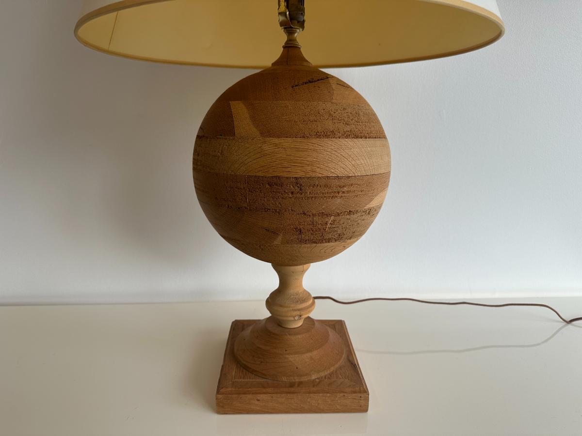 Turned Wood Globe Table Lamp