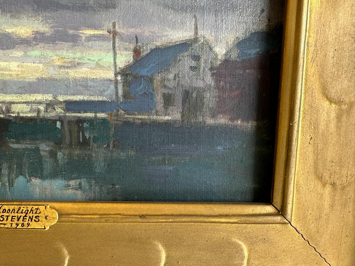 Framed Painting by William Lester Stevens "Rockport Moonlight"