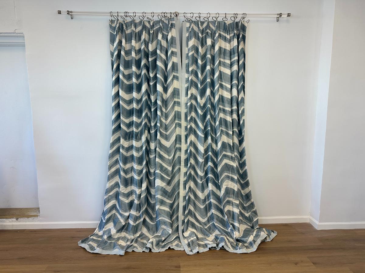 Brunschwig & Fils Chevron Bar Silk Window Panels, Set of 3
