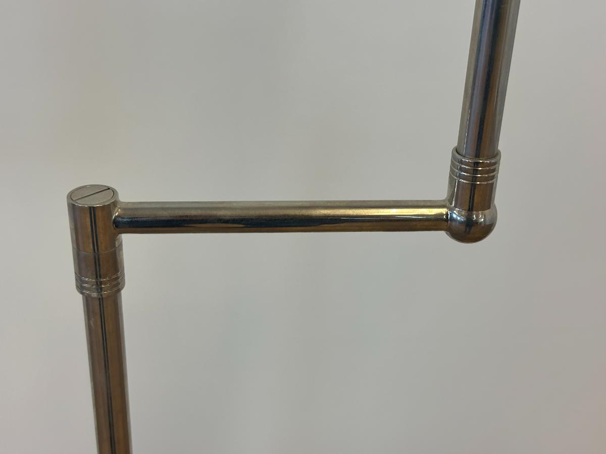 Visual Comfort Polished Nickel Swing Arm Floor Lamps, Pair