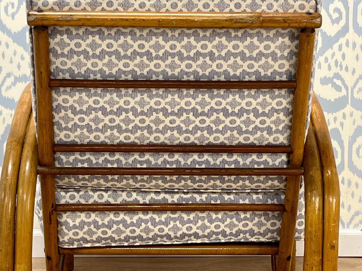 Vintage Rattan Lounge Chair in Sister Parish Clara B