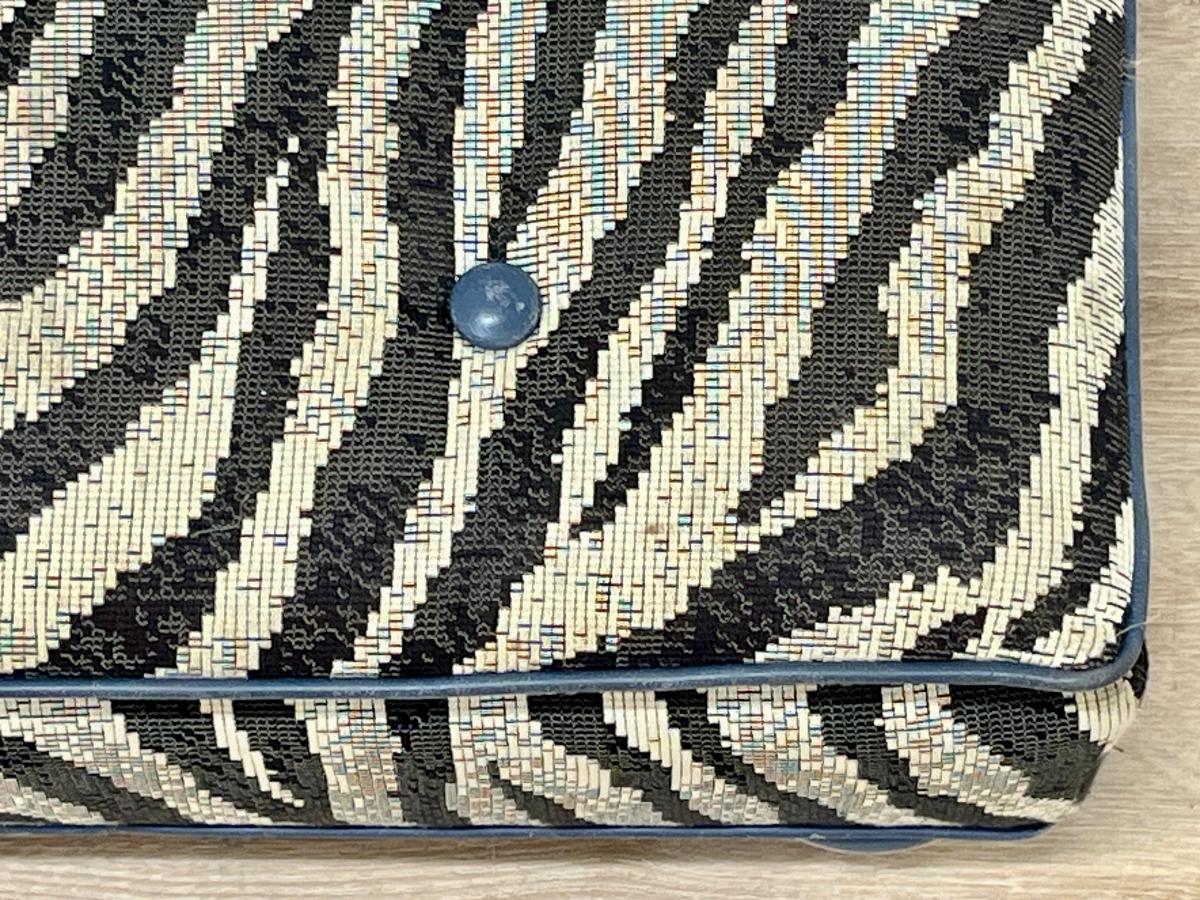 Custom Upholstered Zebra Print Footstool with Lacquer Bun Feet
