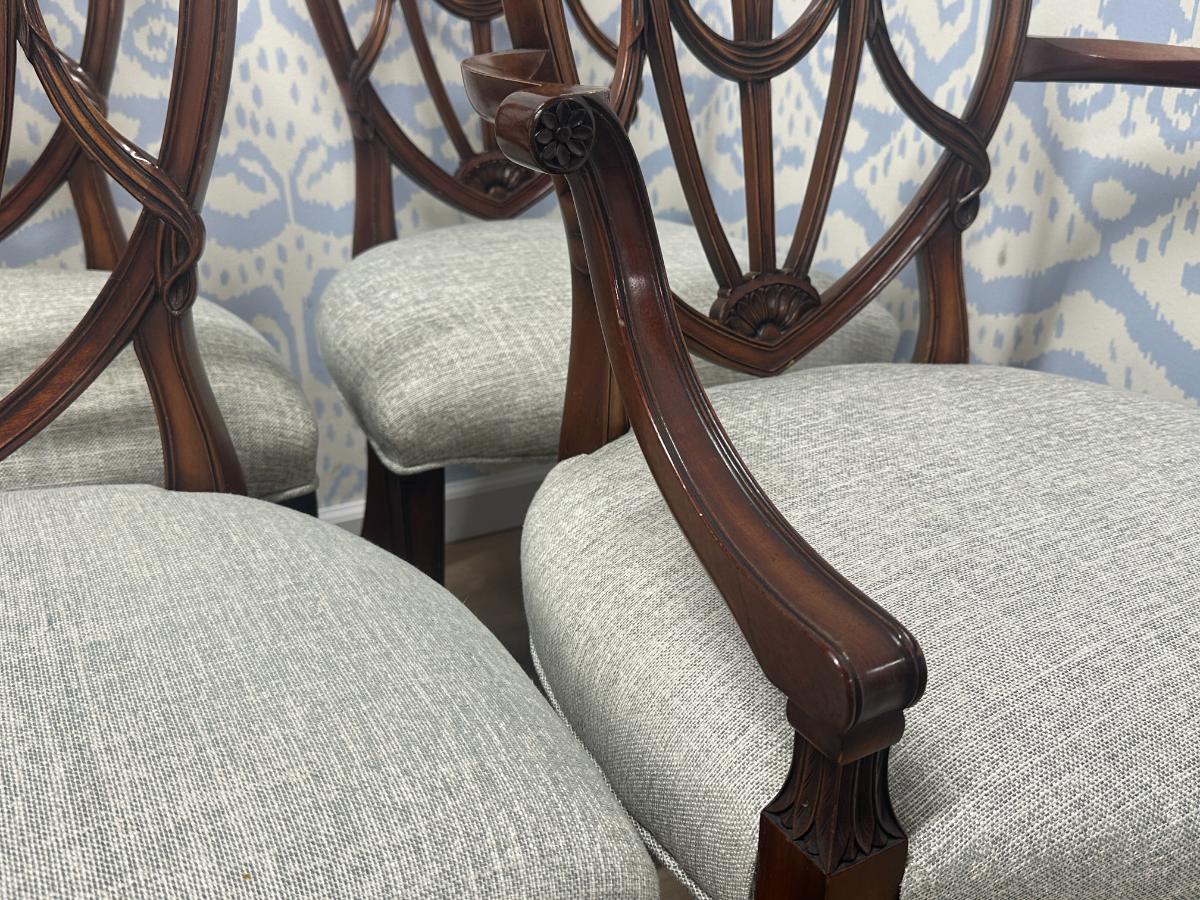 Reed & Rackstraw Dining Chairs with Schumacher Upholstery, Set of 10