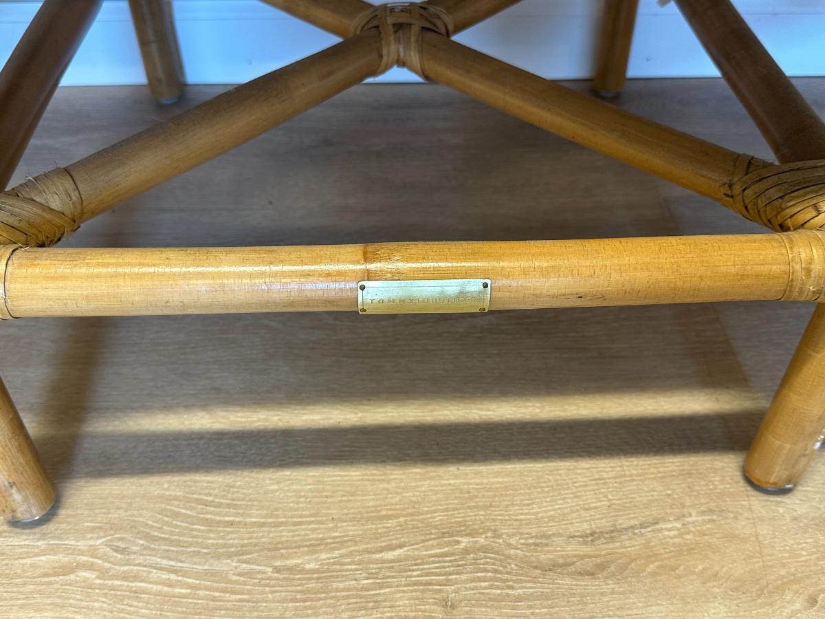 Wicker Bench with Sister Parish French Mattress Cushion