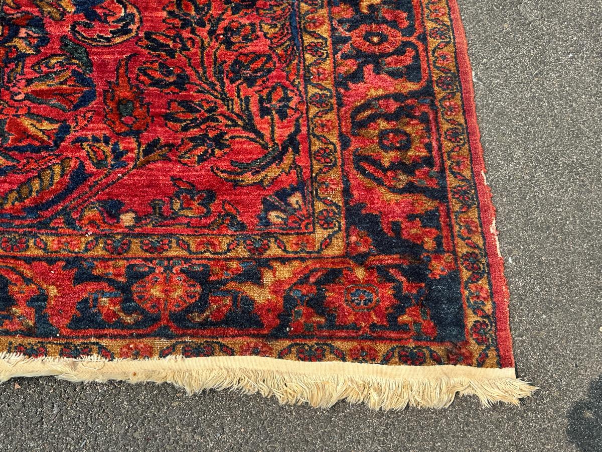 5 x 6 Vintage Red Hand Knotted Sarouk Rug
