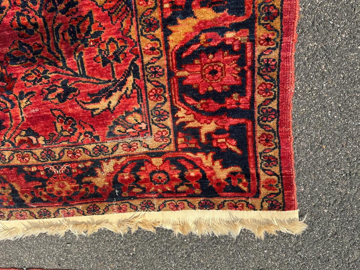5 x 6 Vintage Red Hand Knotted Sarouk Rug