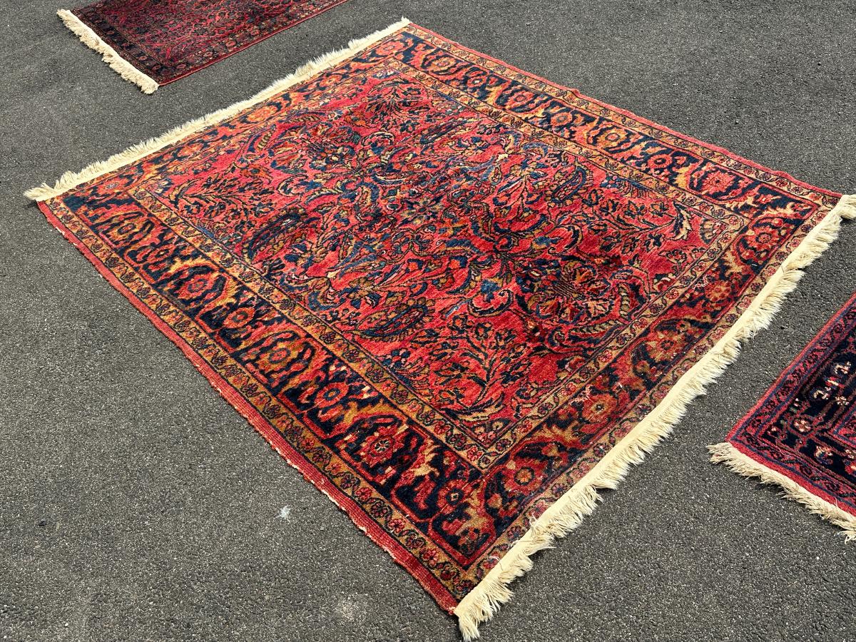 5 x 6 Vintage Red Hand Knotted Sarouk Rug