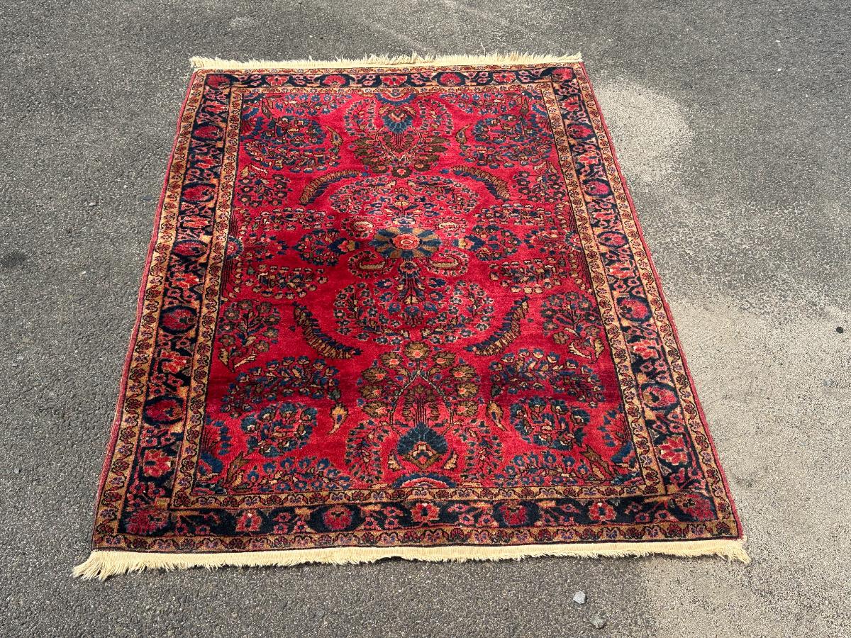 3 x 5 Vintage Wool Hand Knotted Sarouk Rug
