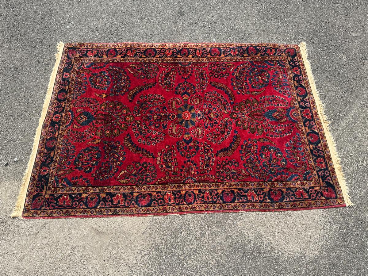3 x 5 Vintage Wool Hand Knotted Sarouk Rug