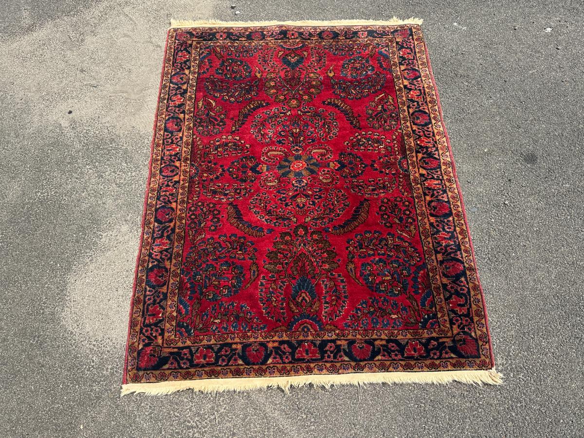 3 x 5 Vintage Wool Hand Knotted Sarouk Rug