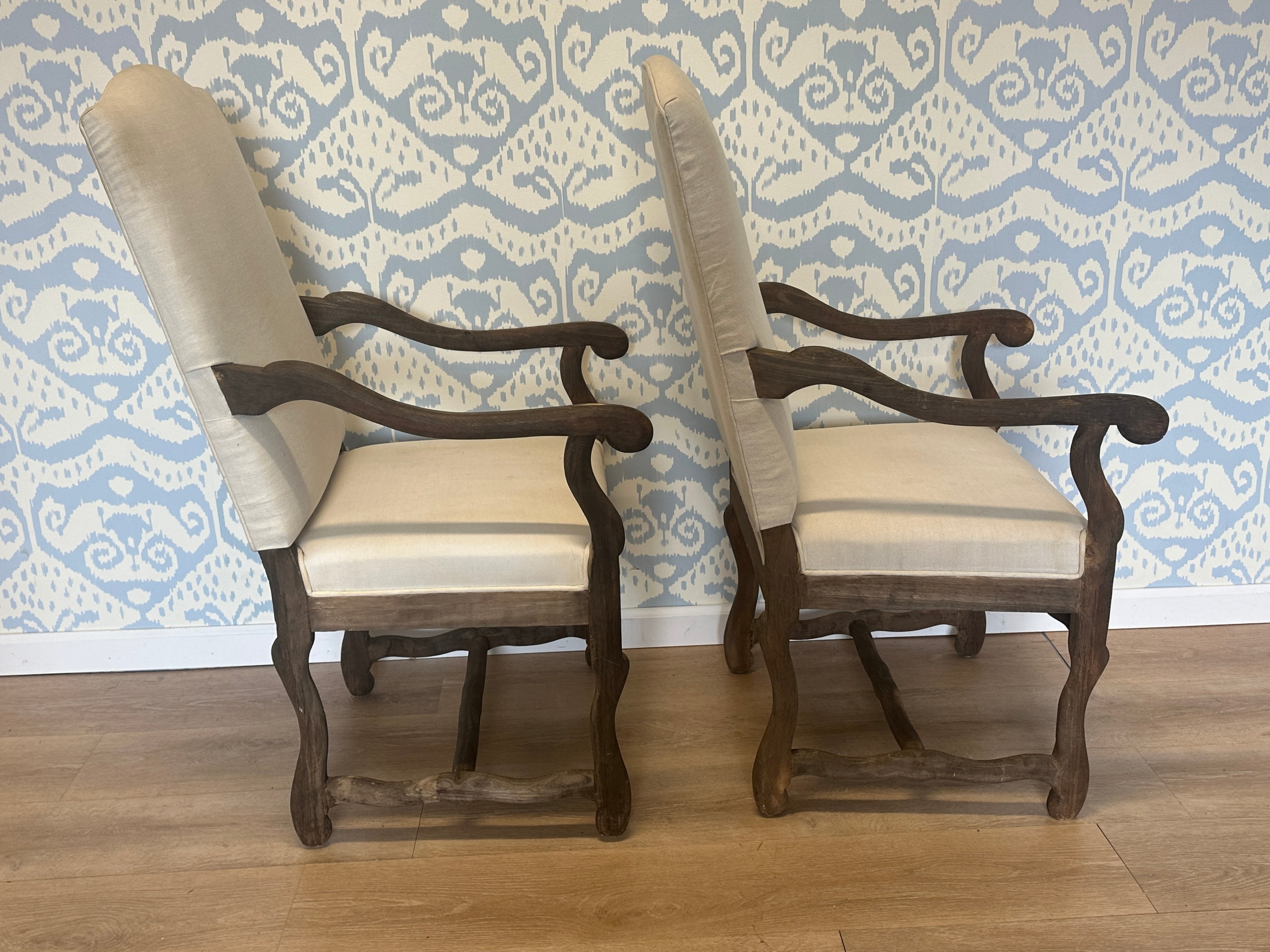 Os de Mouton Style Arm Chairs, Pair