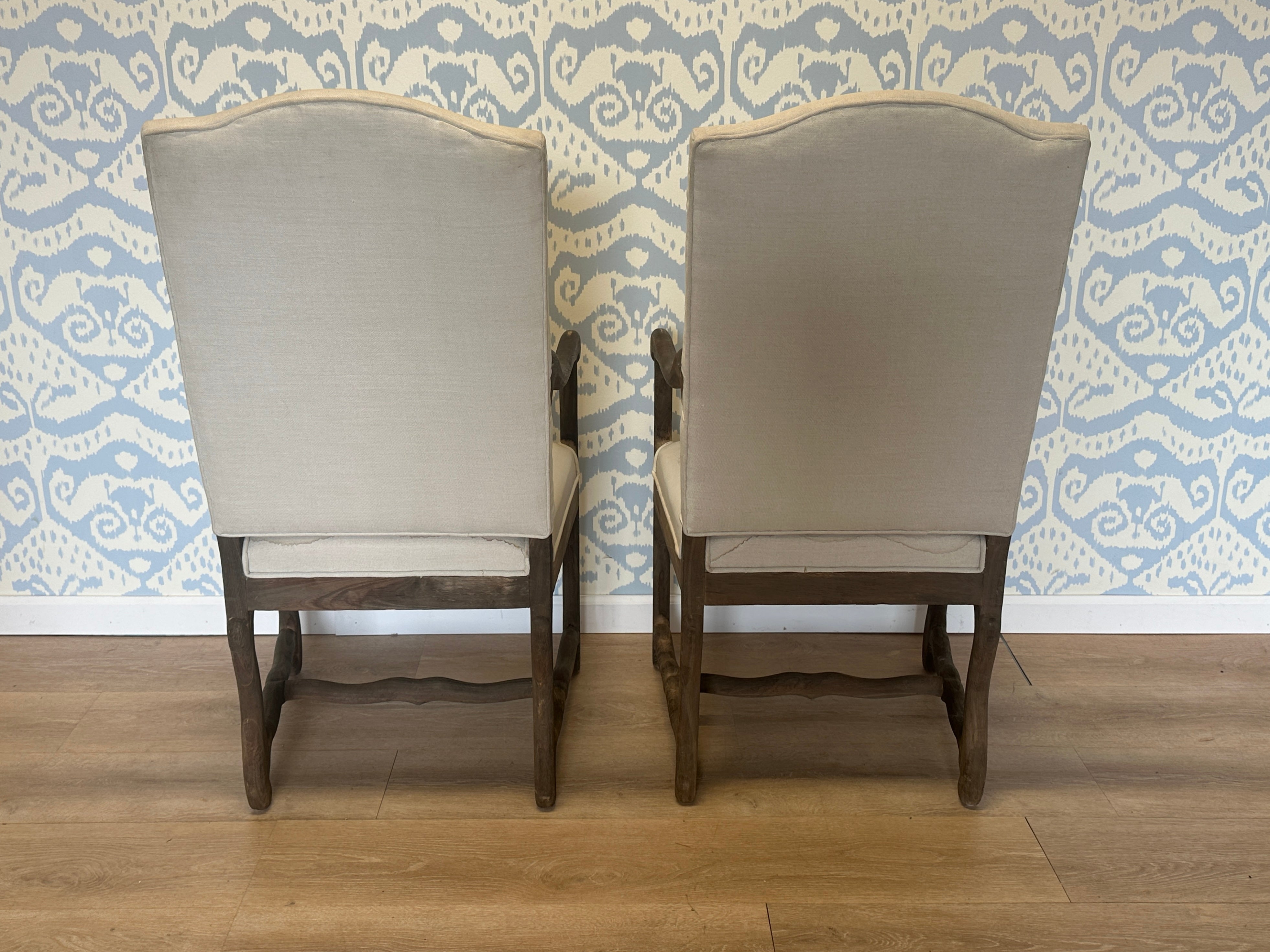 Os de Mouton Style Arm Chairs, Pair