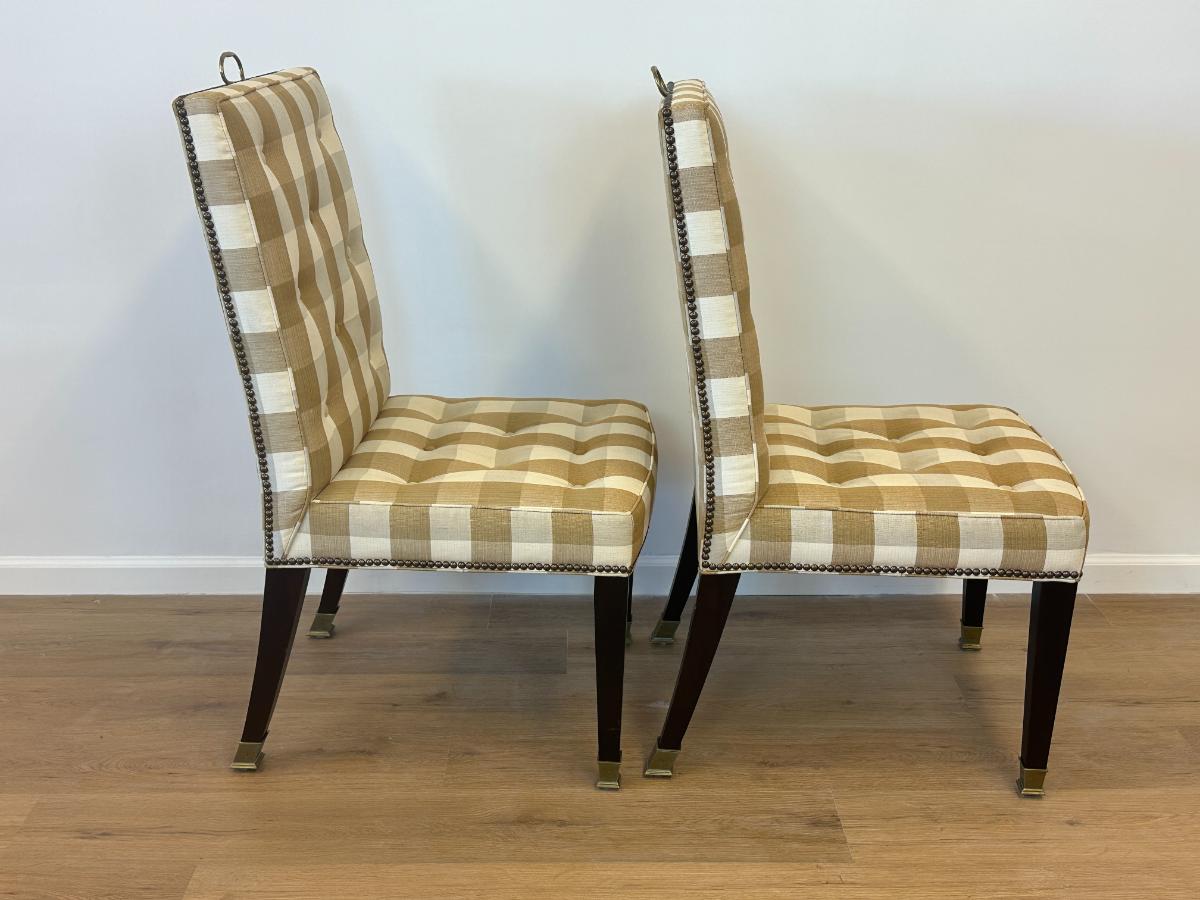 Vintage Wooden Spider Chairs and Upholstered Armchairs in Buffalo Check, Set of 6
