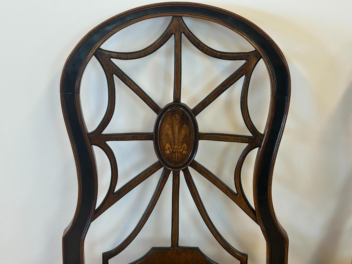 Vintage Wooden Spider Chairs and Upholstered Armchairs in Buffalo Check, Set of 6