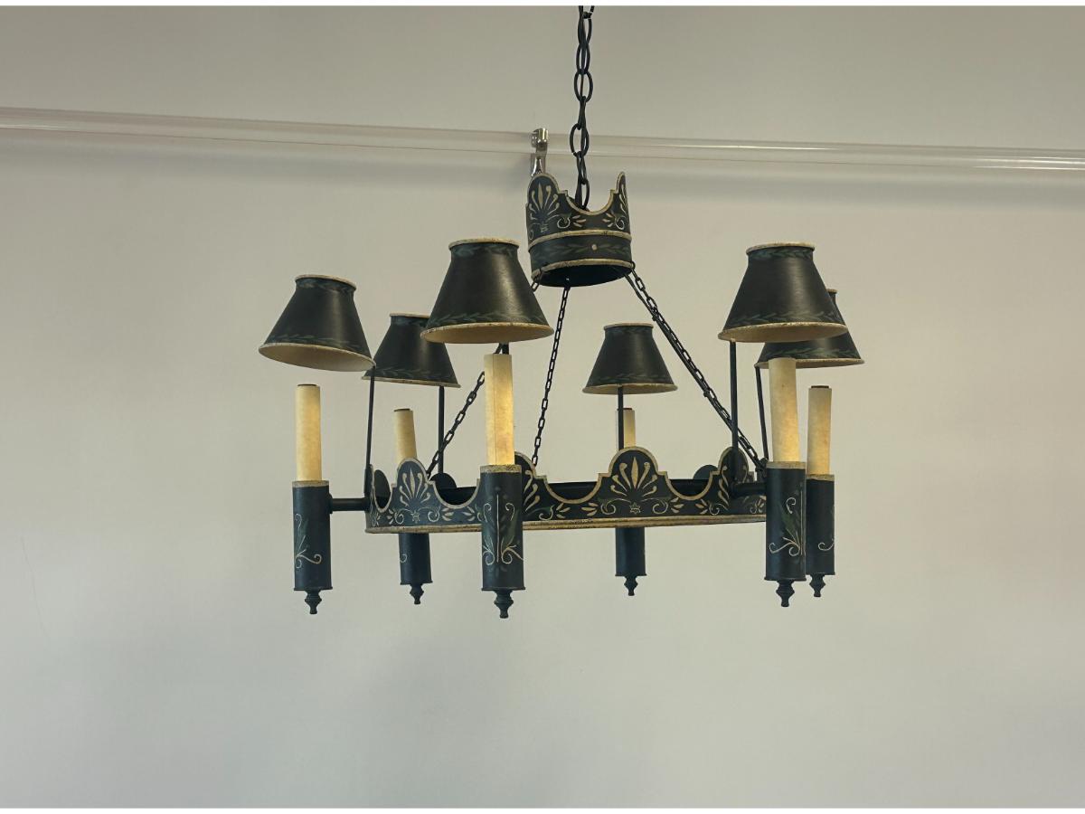 Vintage Hand Painted Tole Chandelier