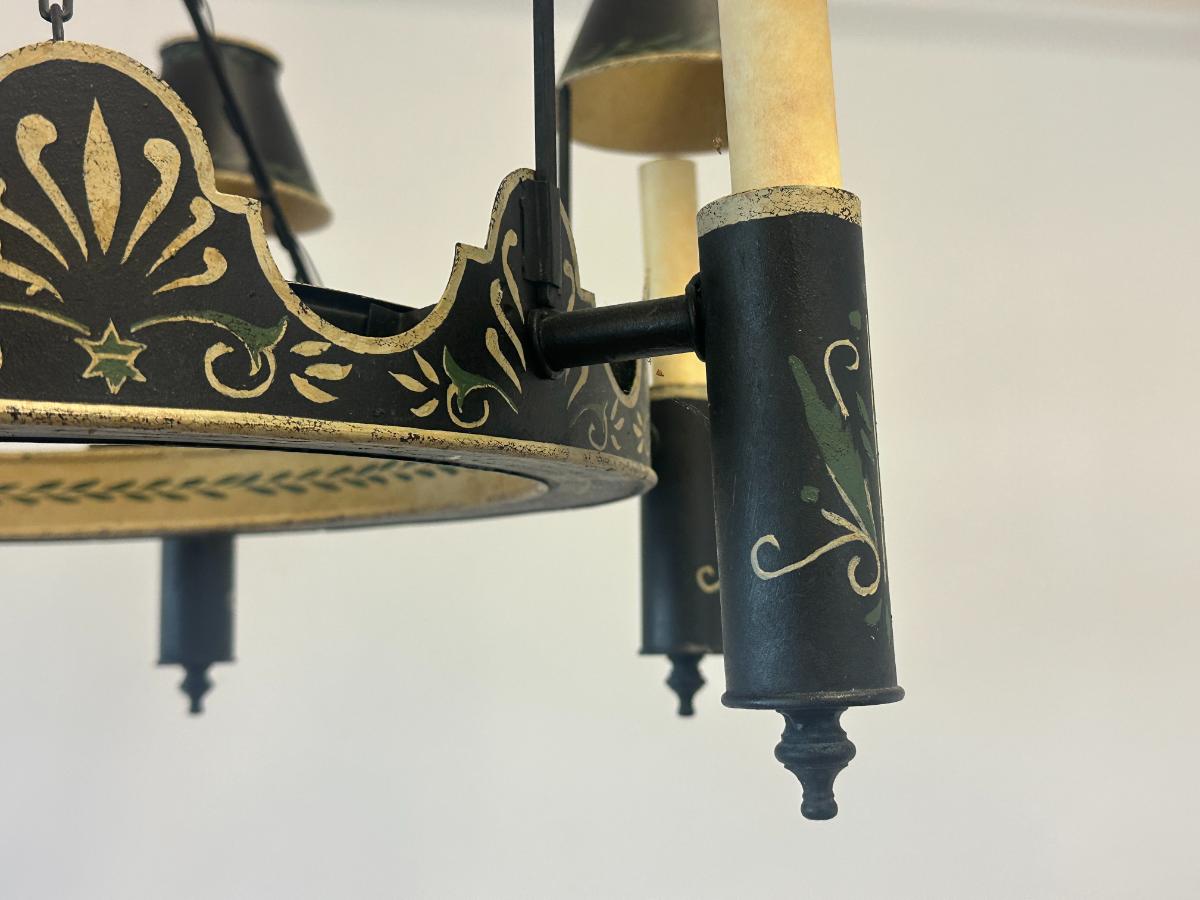 Vintage Hand Painted Tole Chandelier