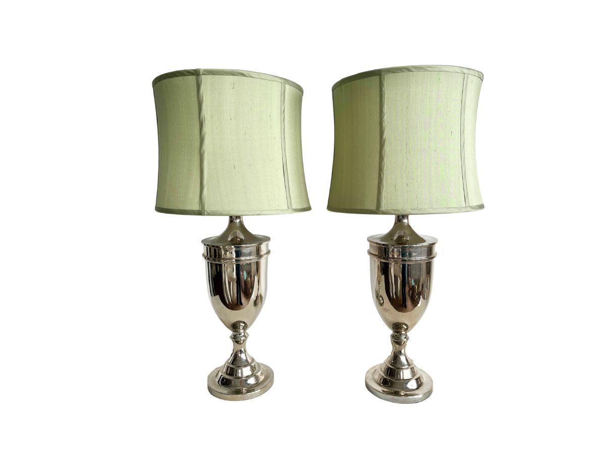 Louis Di Calla Silver Trophy Table Lamps, Pair
