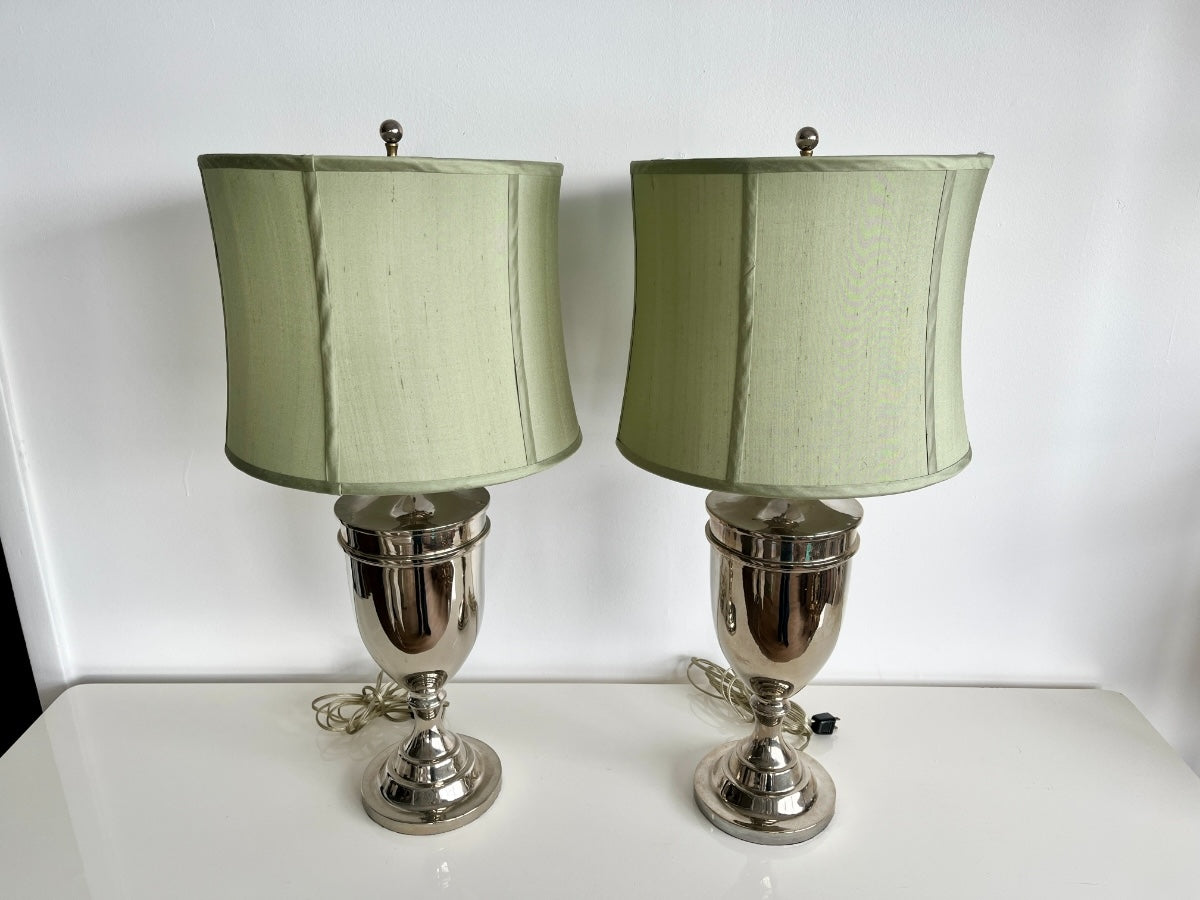 Louis Di Calla Silver Trophy Table Lamps, Pair