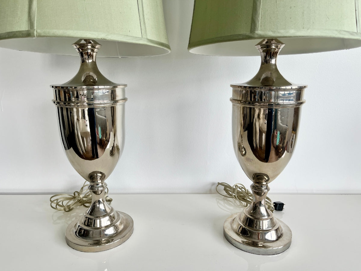 Louis Di Calla Silver Trophy Table Lamps, Pair