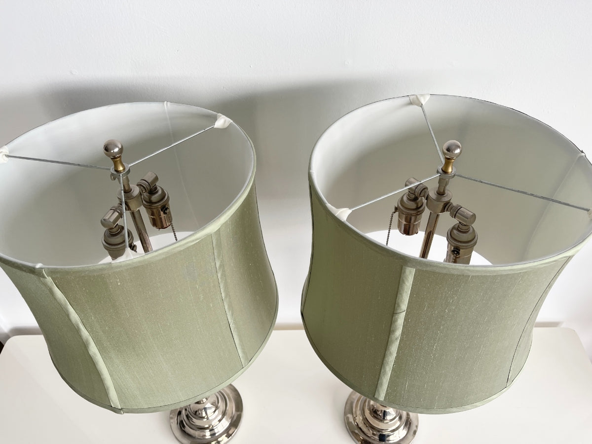 Louis Di Calla Silver Trophy Table Lamps, Pair