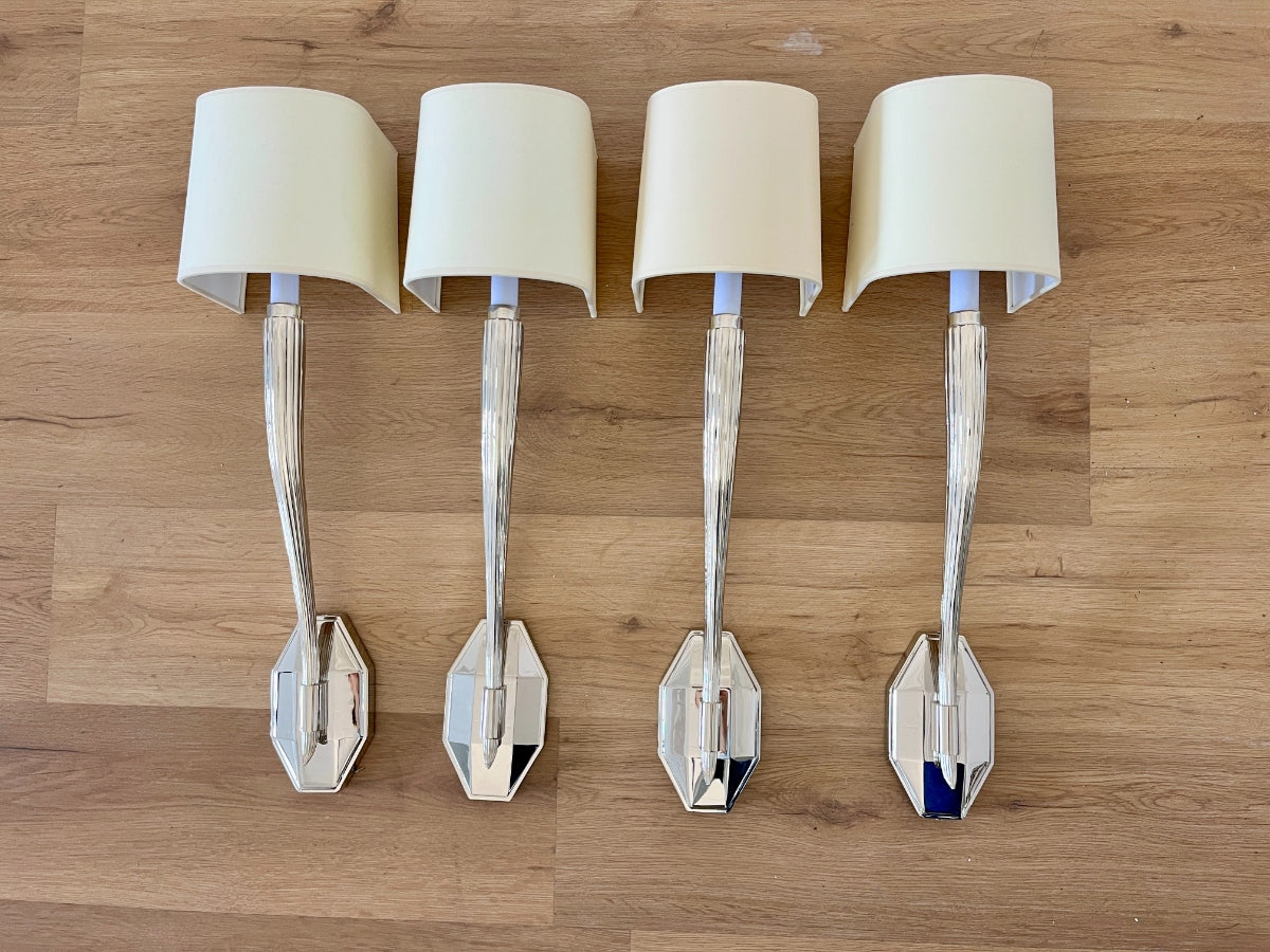 Chapman & Myers for Visual Comfort Ruhlmann Single Sconce in Polished Nickel, Set of 4