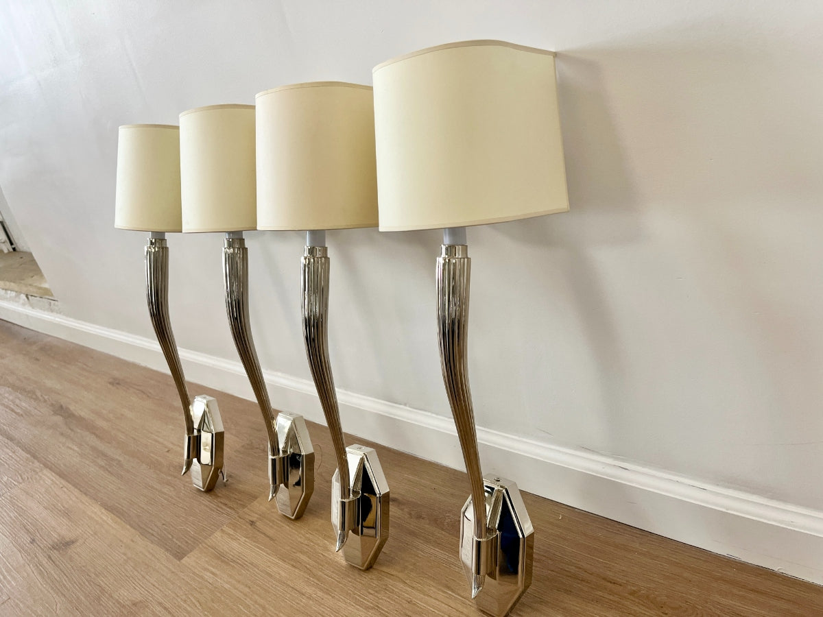 Chapman & Myers for Visual Comfort Ruhlmann Single Sconce in Polished Nickel, Set of 4