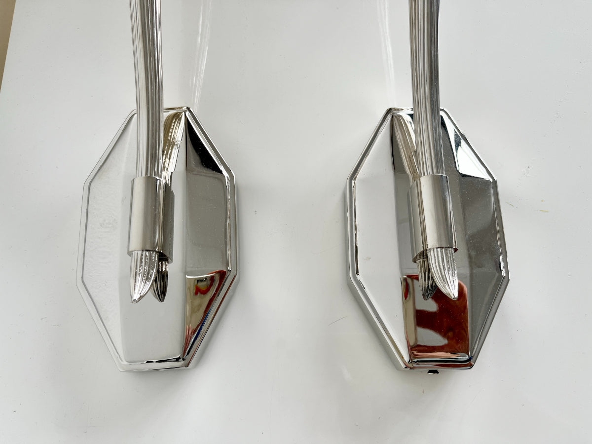 Chapman & Myers for Visual Comfort Ruhlmann Single Sconce in Polished Nickel, Set of 4