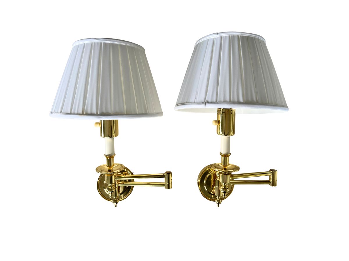 Hinson Swing Arm Lights in Brass with Shades for Metalarte, Pair