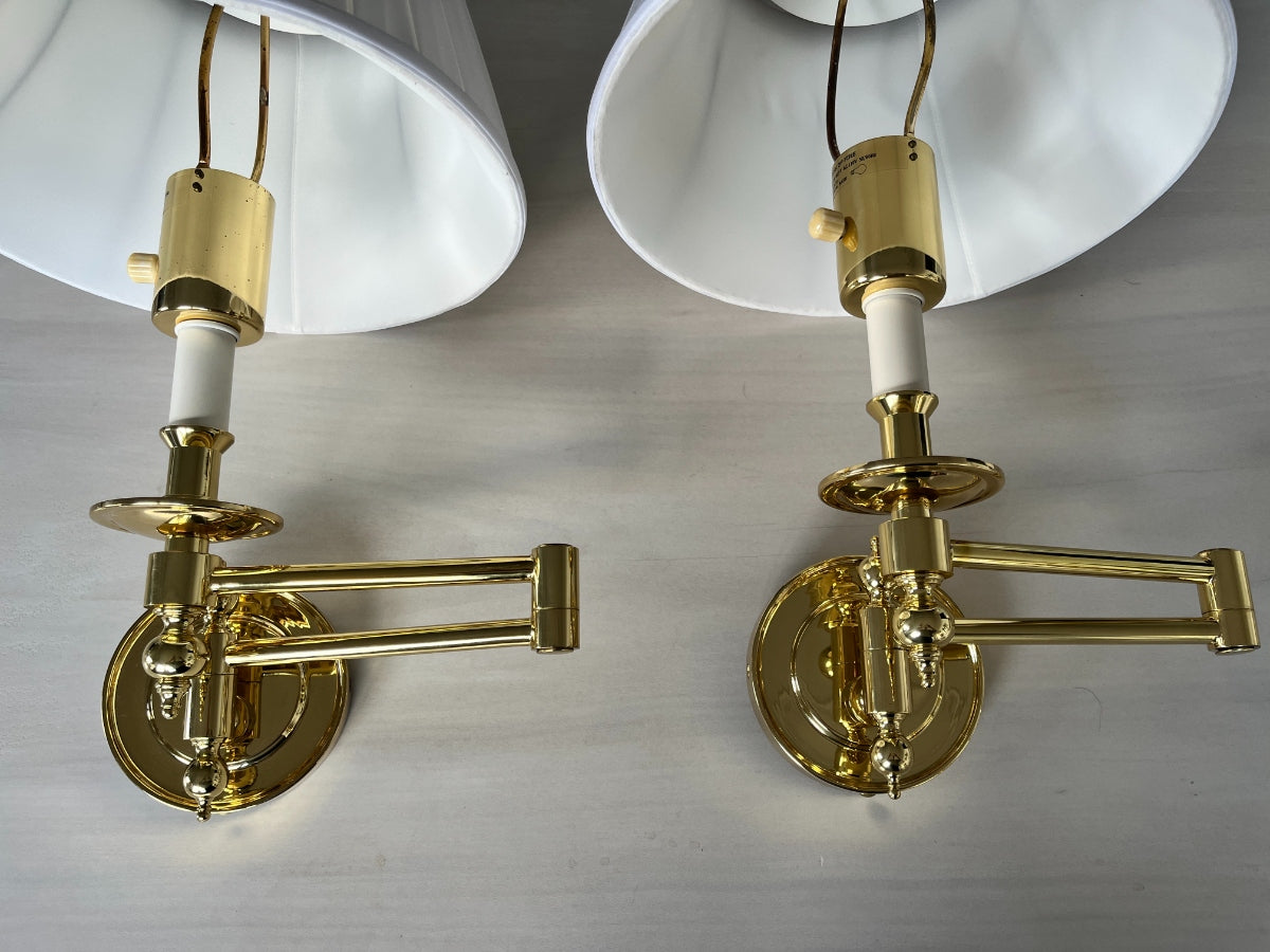 Hinson Swing Arm Lights in Brass with Shades for Metalarte, Pair