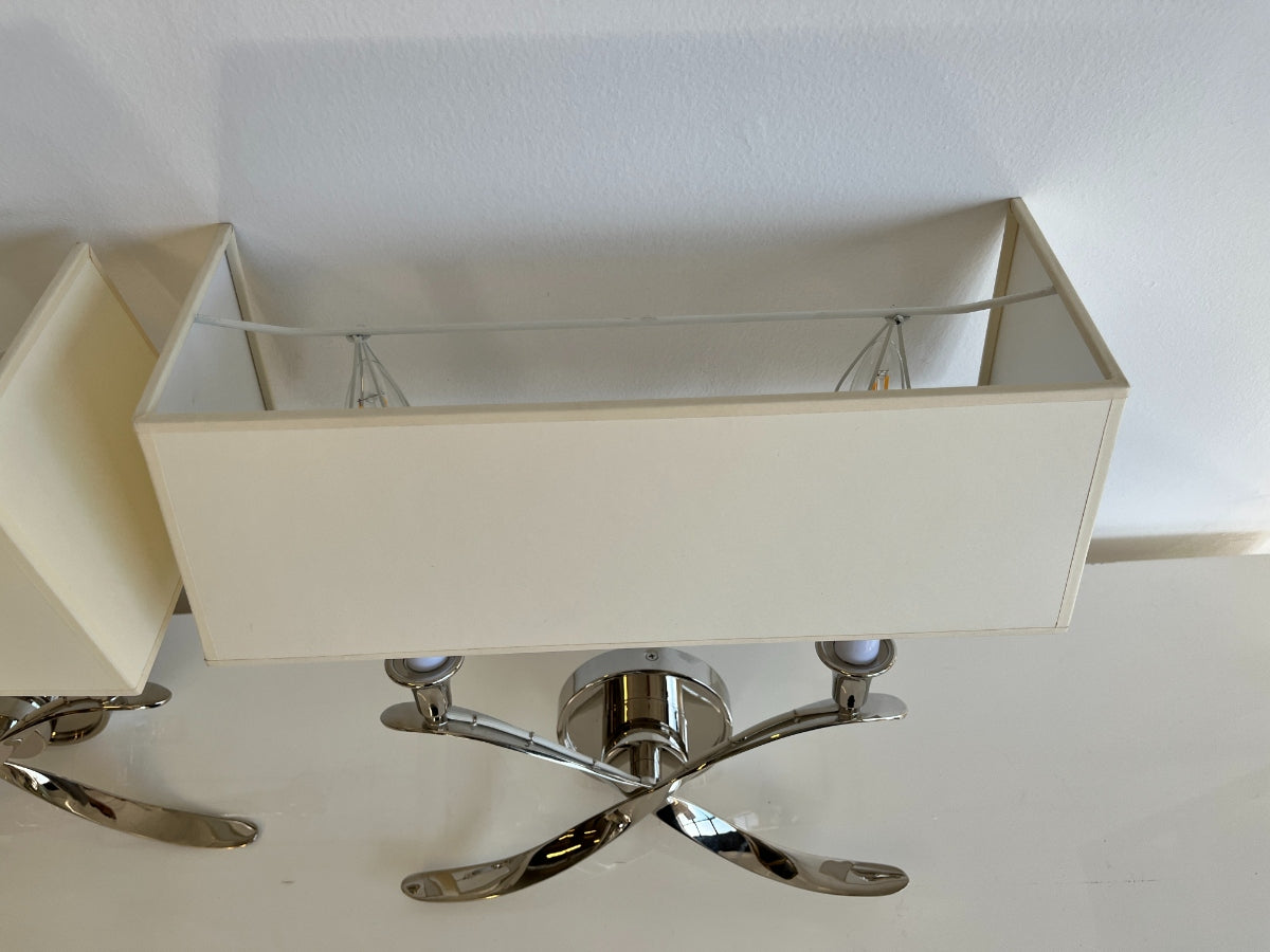 Chapman & Myers for Visual Comfort Cross Bouillotte Large Sconces in Polished Nickel, Pair