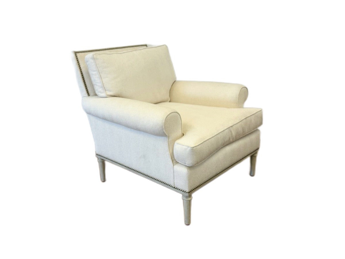 Custom Upholstered Club Chair with Nailhead Detail