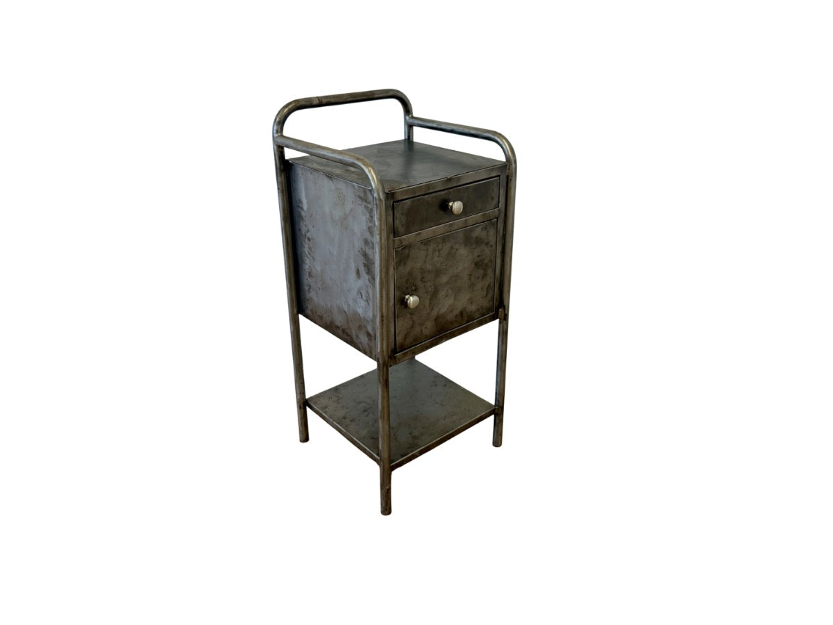 Vintage Industrial Side Table with Shelf