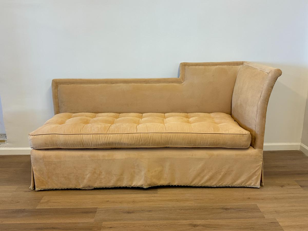 Tufted Suede Chaise Lounge