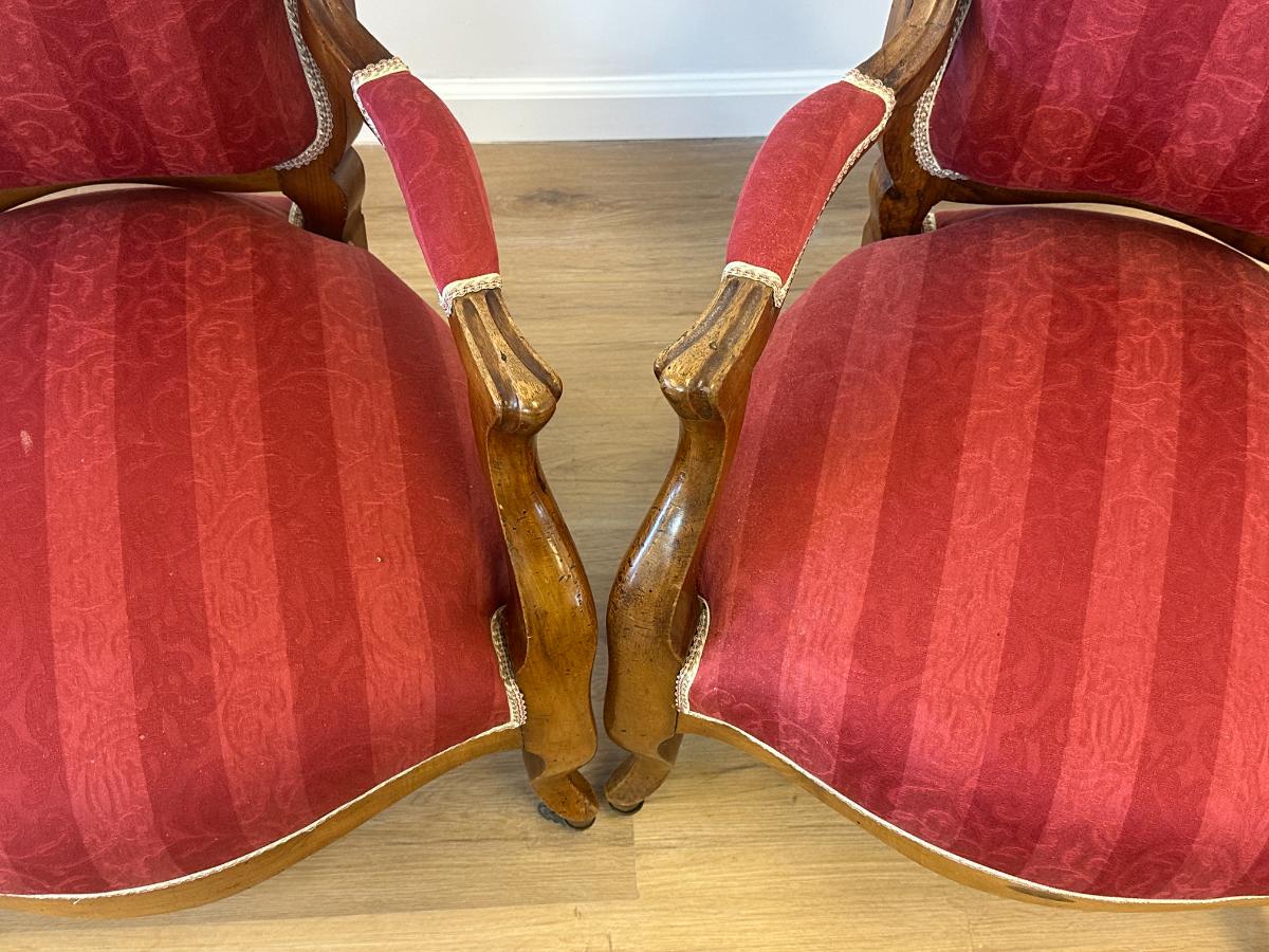 Antique French Arm Chairs, Pair