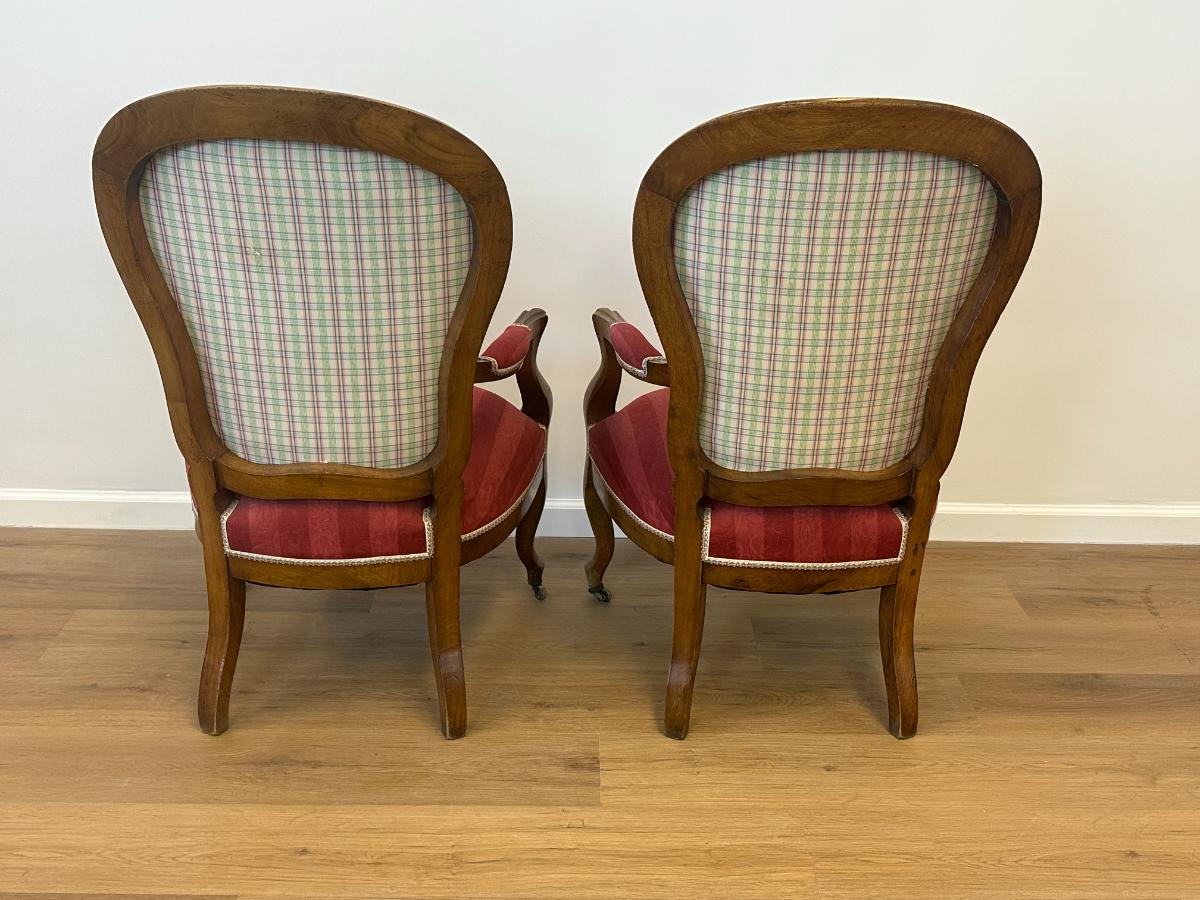 Antique French Arm Chairs, Pair