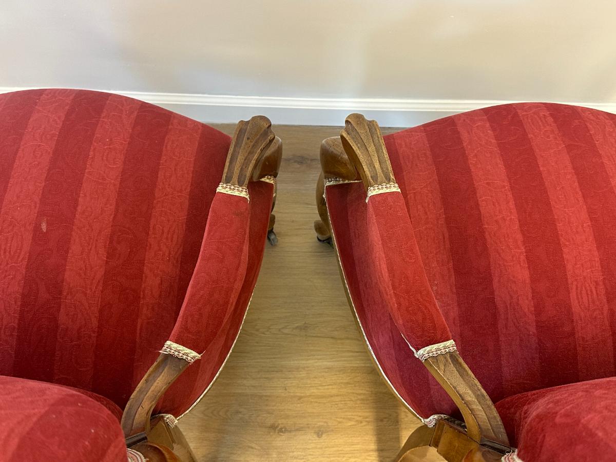 Antique French Arm Chairs, Pair