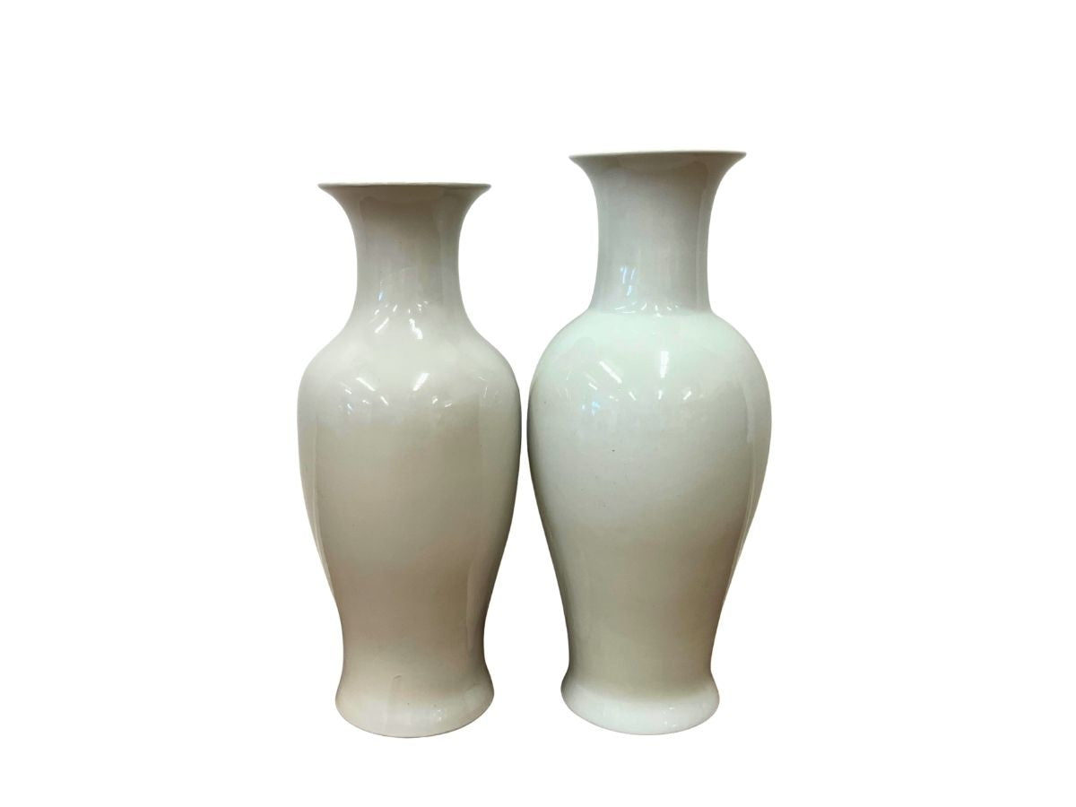 Oversized Pair of White Vases