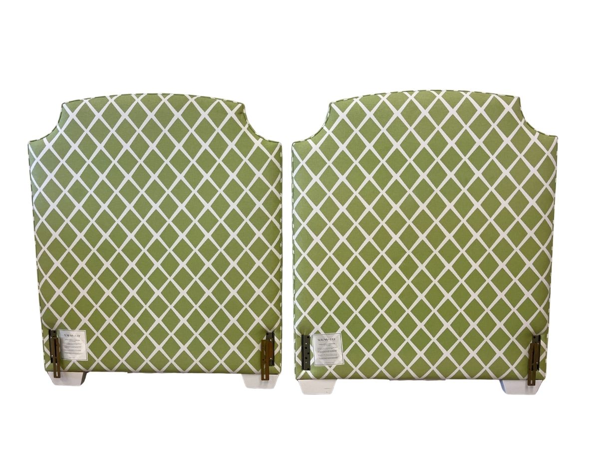 Serena & Lily Hyde Green & White Twin Headboards, Pair