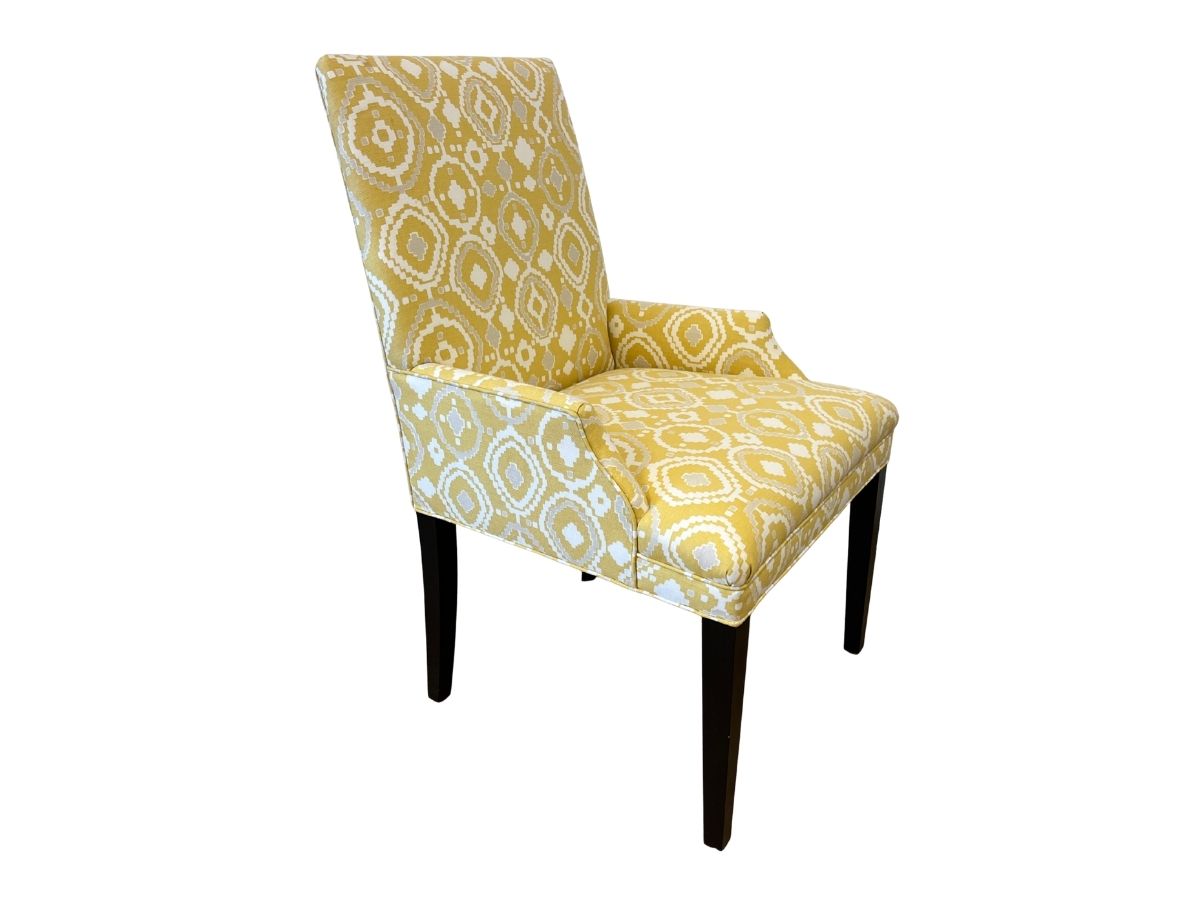 Custom Upholstered Yellow Arm Chair