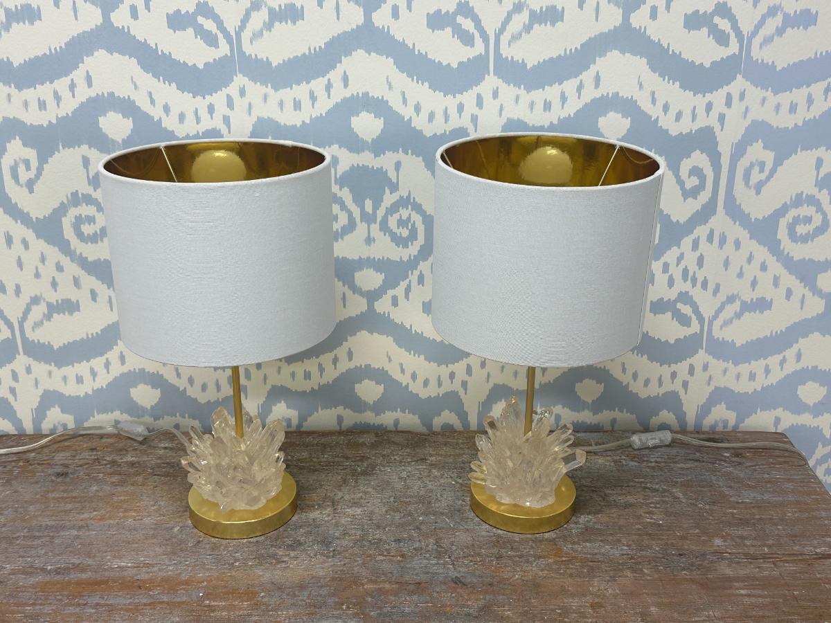 Pottery Barn Geode Burst Lamps, Pair