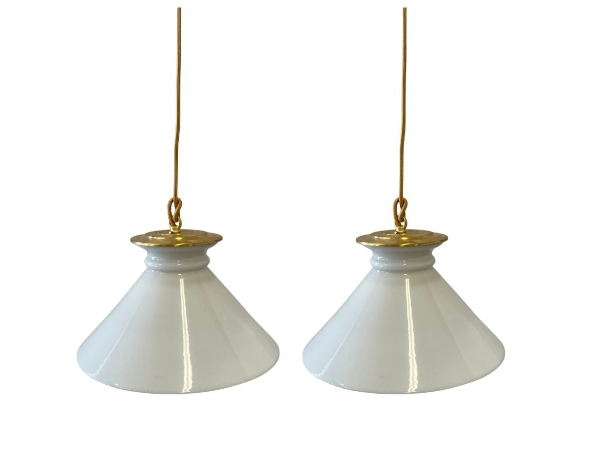 Vintage French Opaline Pendants, Pair