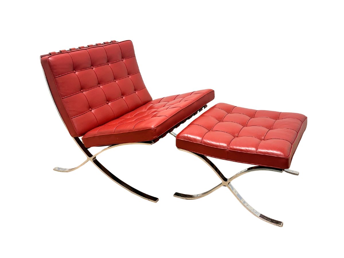 Knoll Barcelona Chair and Ottoman designed by Ludwig Mies van der Rohe