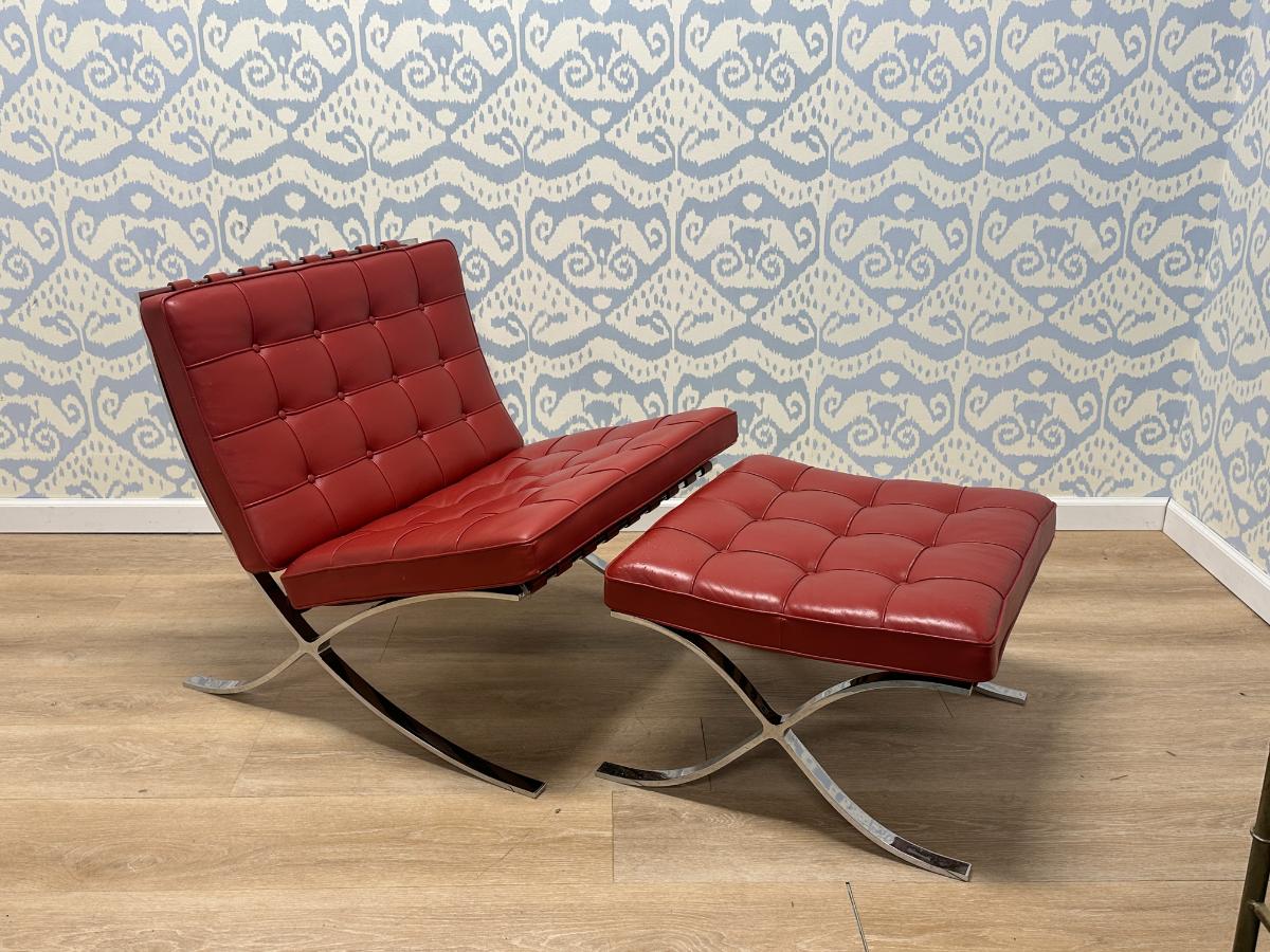 Knoll Barcelona Chair and Ottoman designed by Ludwig Mies van der Rohe