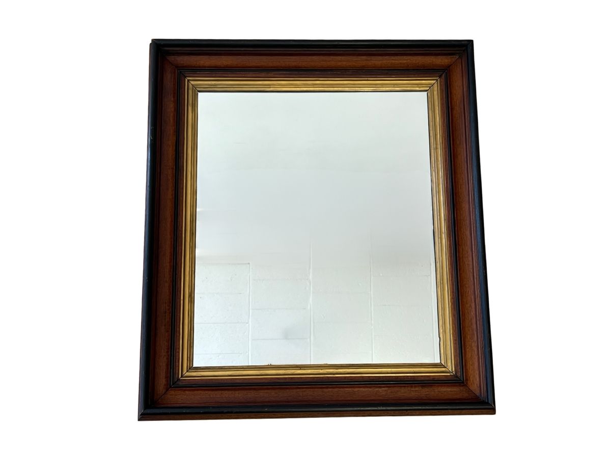 Mahogany Wood Mirror with Gold Inset
