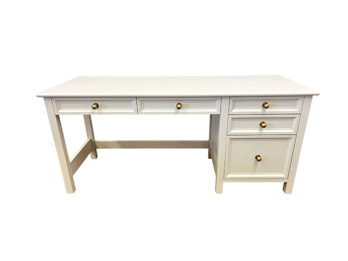 Bespoke White Desk with Brass Knobs