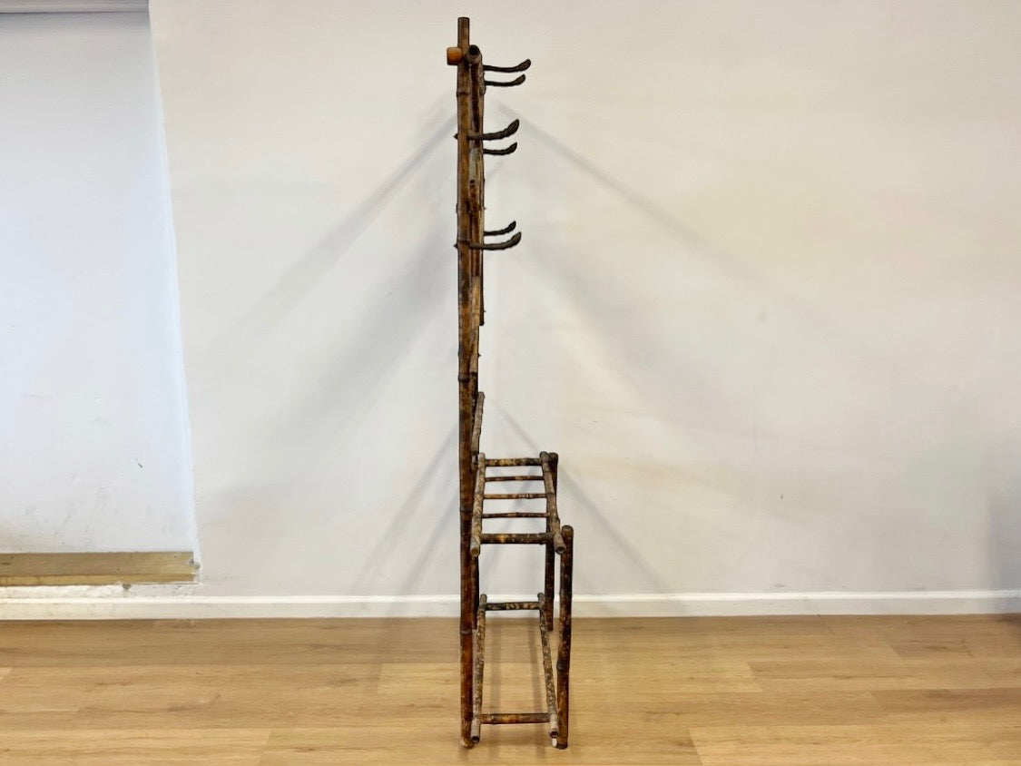 Bamboo Form Hall Tree with Diamond Mirrors
