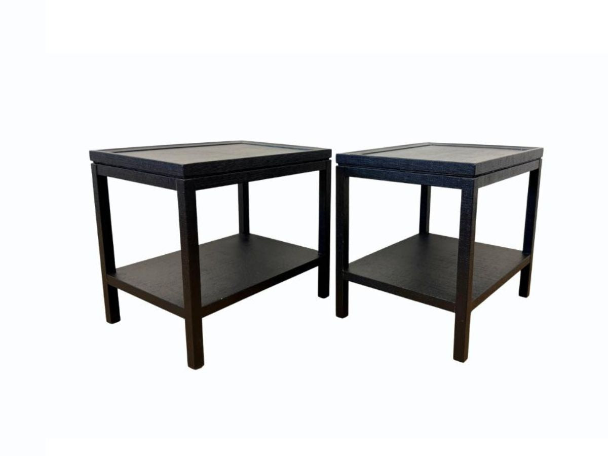 Oomph Grasscloth Side Tables, Pair