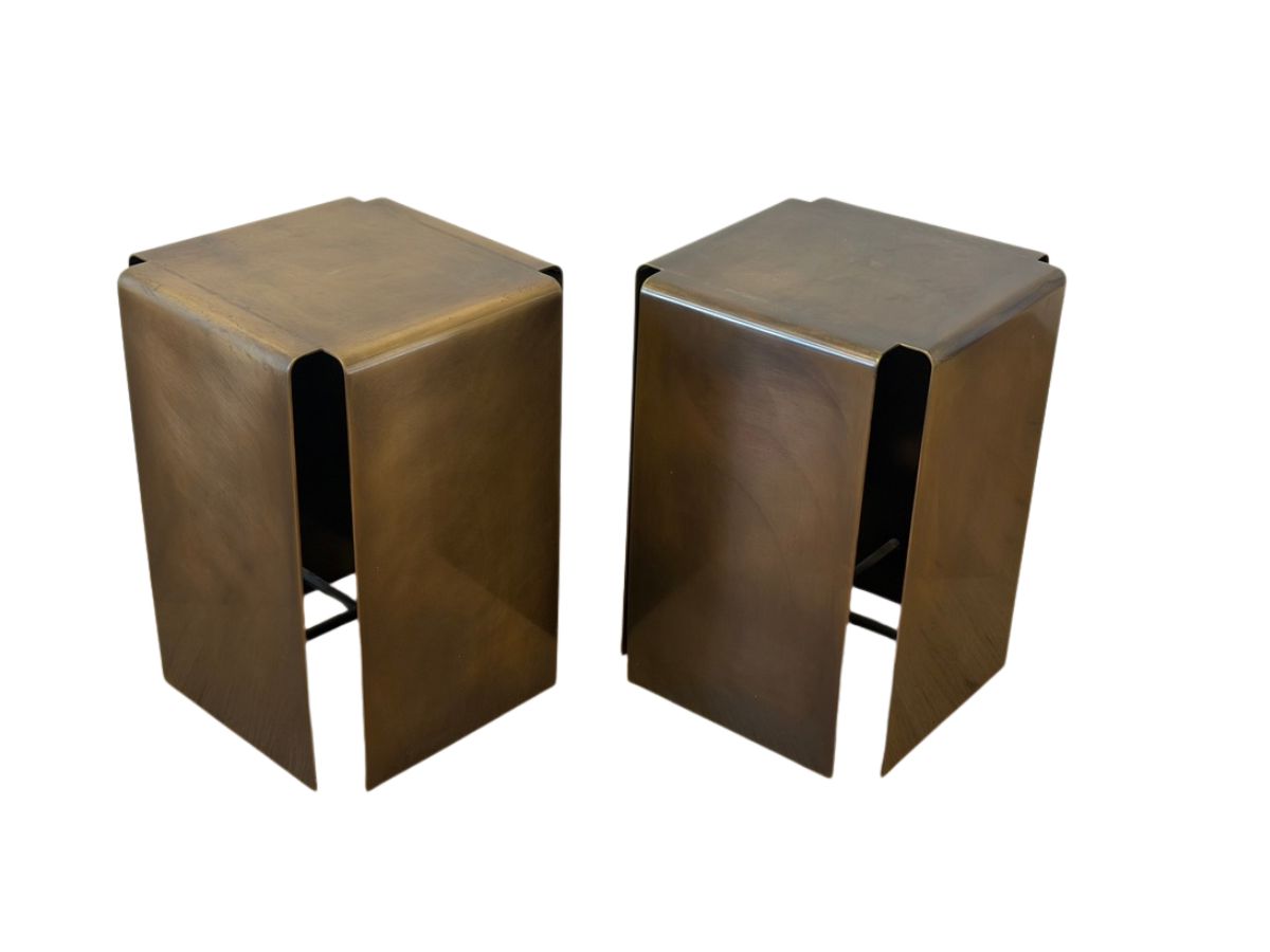 Bronze Sculptural Accent Tables, Pair