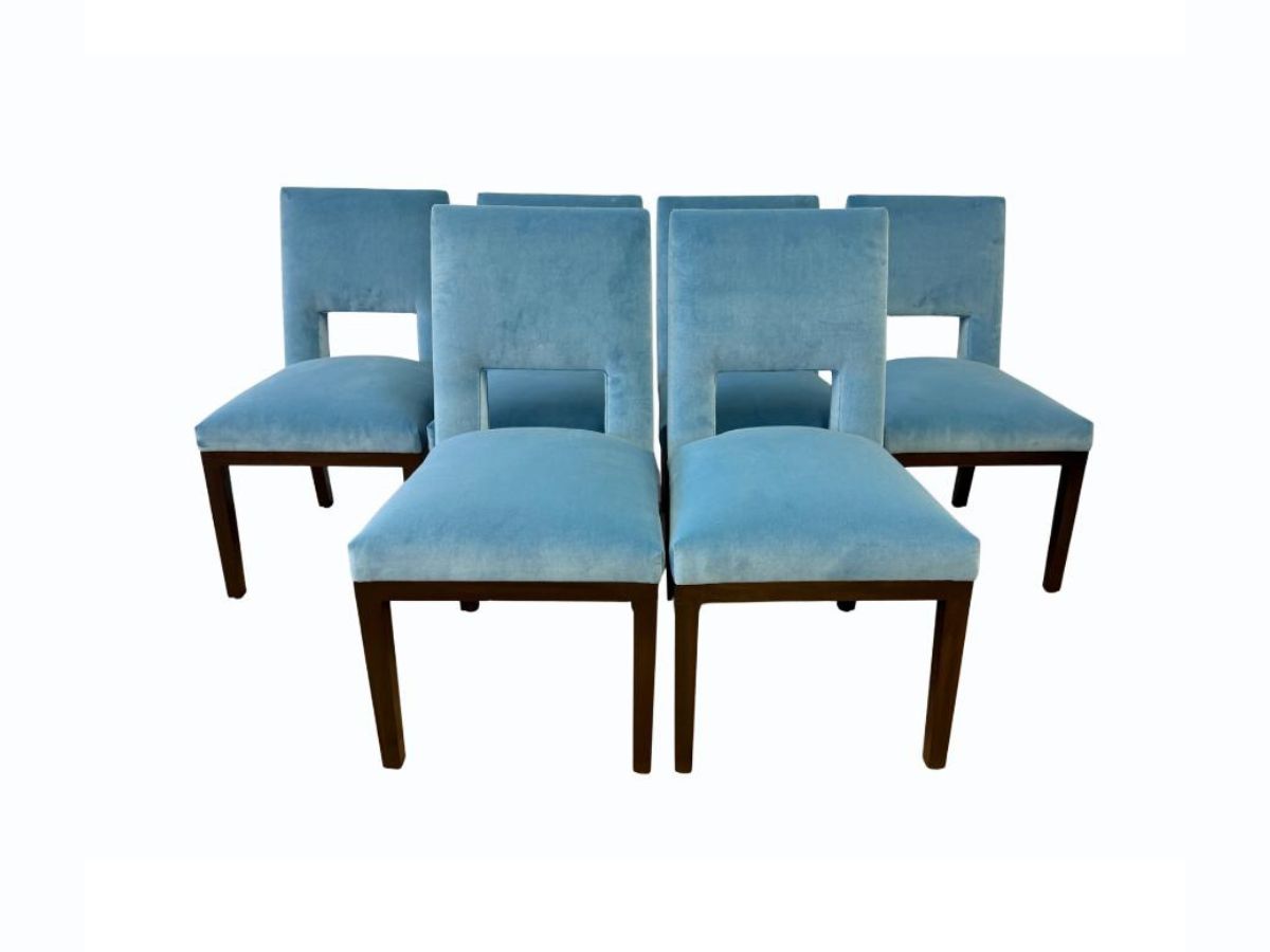 Custom Upholstered Velvet Dining Chairs, Set of 6
